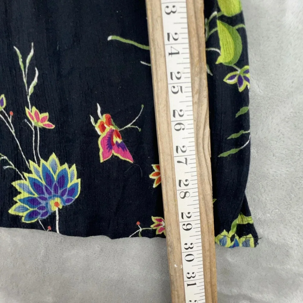 Japna Floral Midi Skirt Black Rayon‎ Elastic Waist Boho Butterfly Print Small